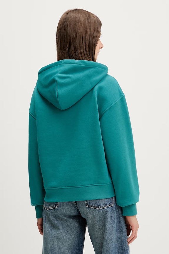 Odzież Tommy Jeans bluza z kapturem damska bawełniana DW0DW19414 turkusowy
