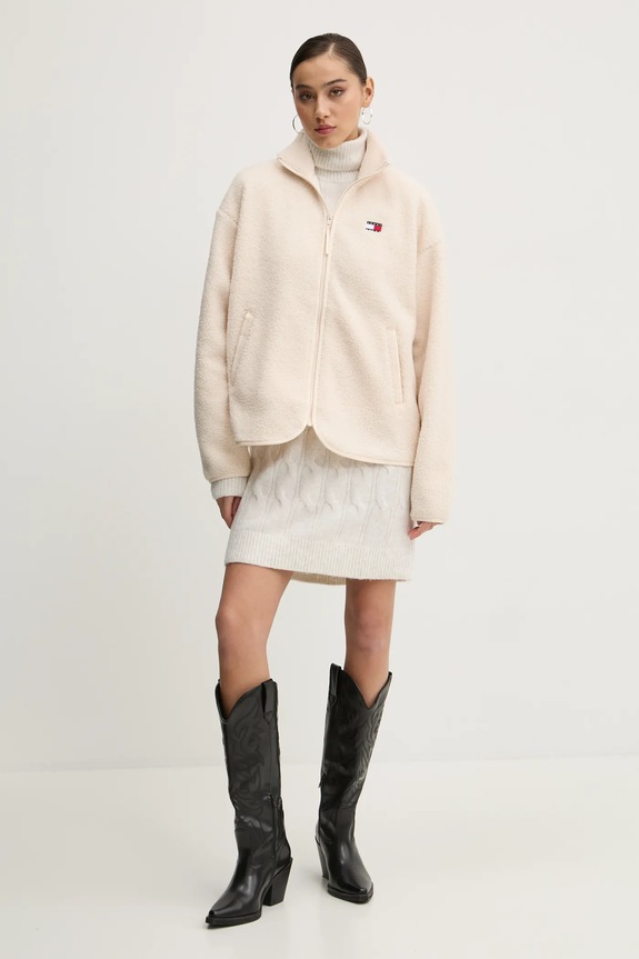 Dukserica od flisa Tommy Jeans DW0DW20174 bež SS25
