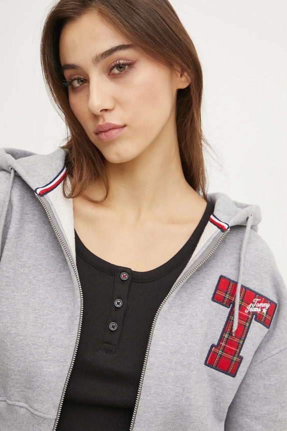 Bavlnená mikina Tommy Jeans sivá DW0DW20535