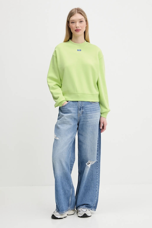 Bavlnená mikina Hugo Blue Delessa_B_1 50534344 zelená AW25