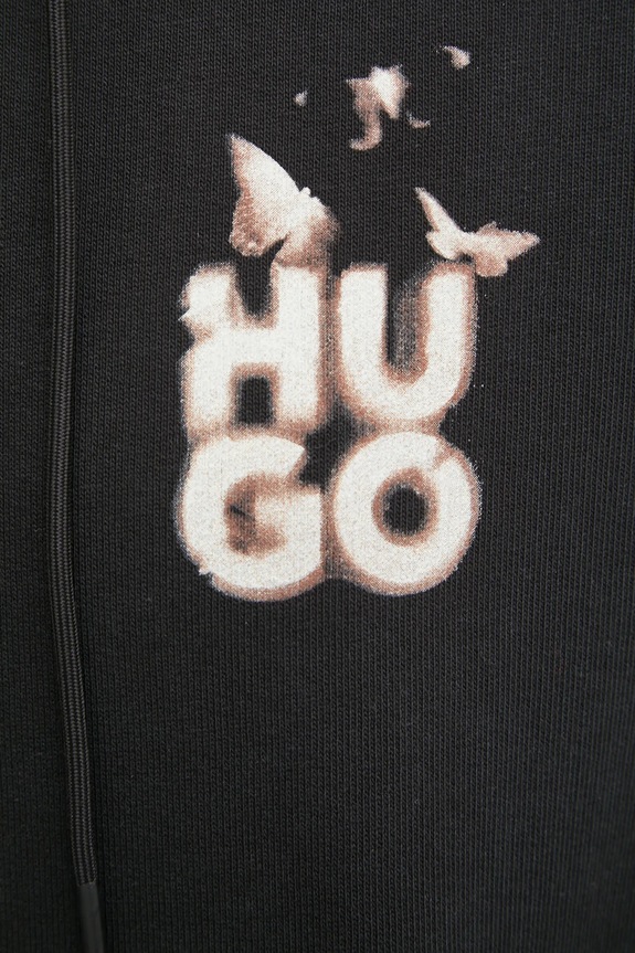 Βαμβακερή μπλούζα HUGO 50534047 μαύρο