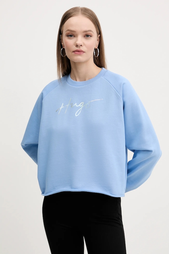 HUGO hanorac de bumbac print albastru 50534271