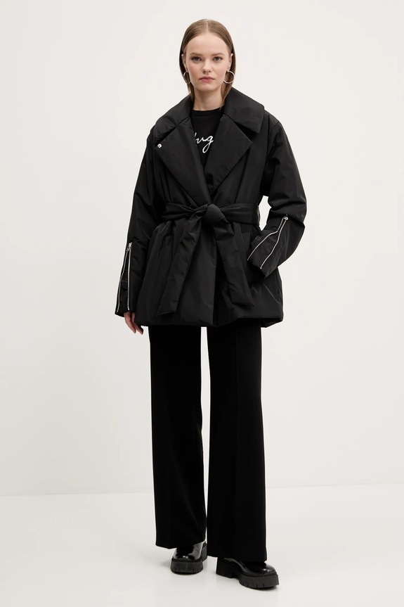 Βαμβακερή μπλούζα HUGO 50534271 μαύρο SS25