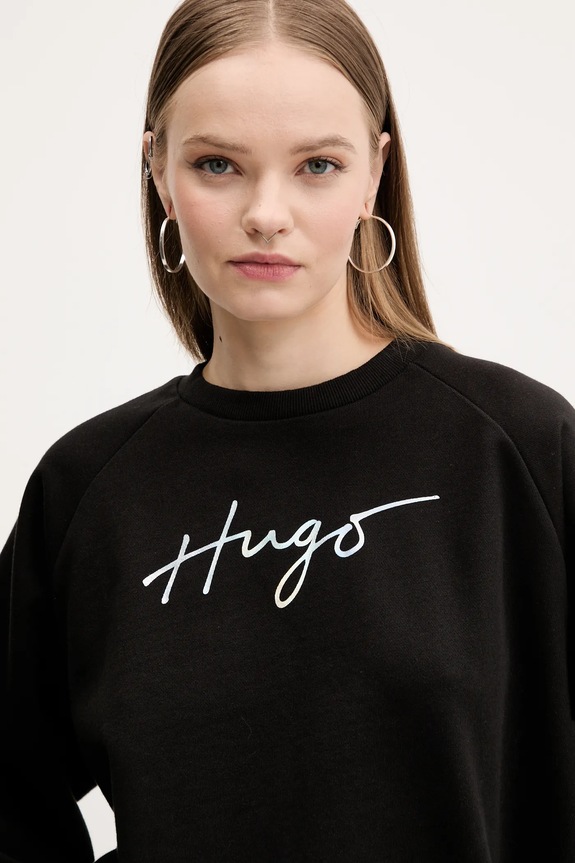 Βαμβακερή μπλούζα HUGO μαύρο 50534271