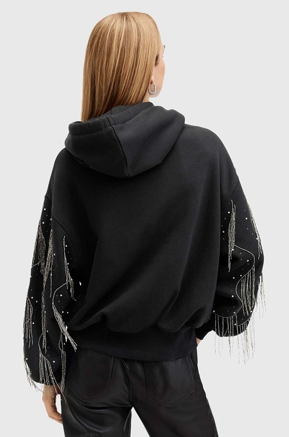 Bavlněná mikina AllSaints LENNON TASSEL černá W002JA