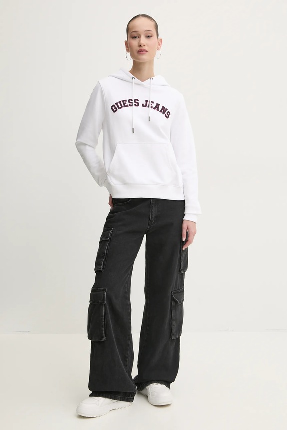 Guess Jeans hanorac de bumbac W5RQ17.K68I4 alb SS25