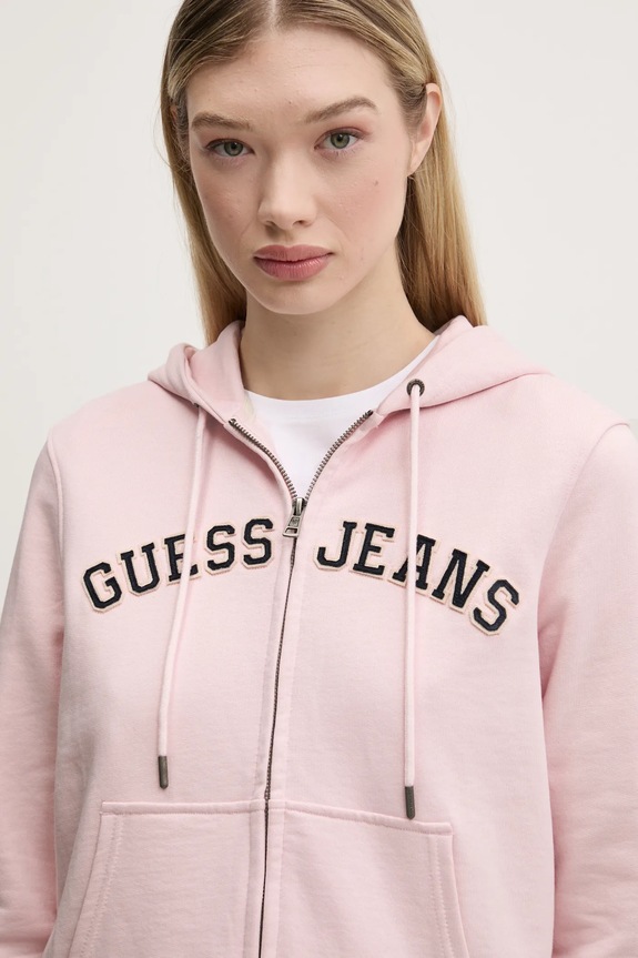 Bavlnená mikina Guess Jeans ružová W5RQ20.K68I4