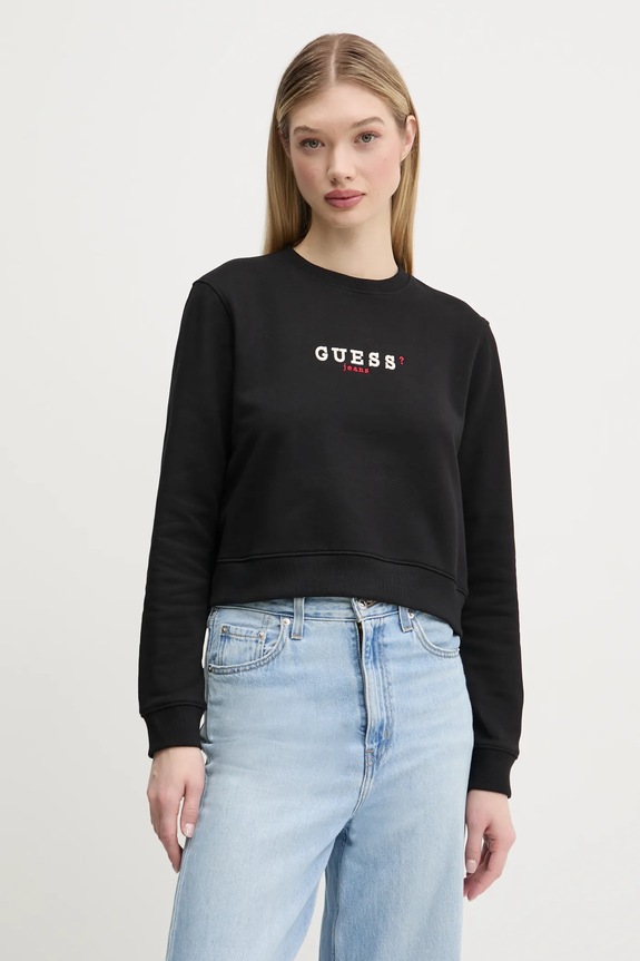 Guess Jeans bluza bawełniana nadruk czarny W5RQ28.K68I4