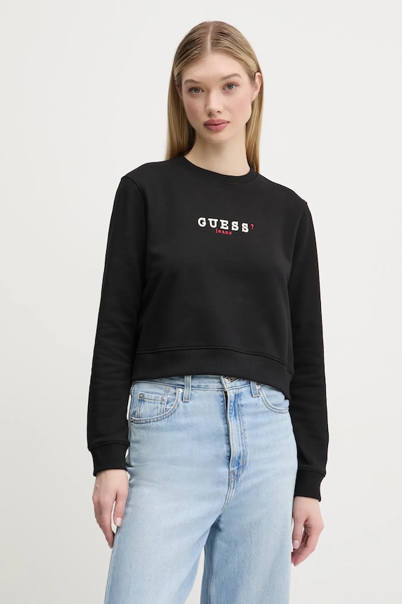 Guess Jeans bluza bawełniana nadruk czarny W5RQ28.K68I4