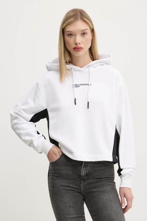 Mikina Karl Lagerfeld Jeans s kapucňou biela A1W20017