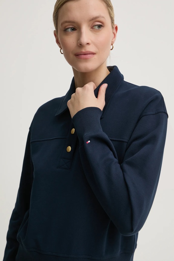 Tommy Hilfiger pamut melegítőfelső sötétkék WW0WW44081