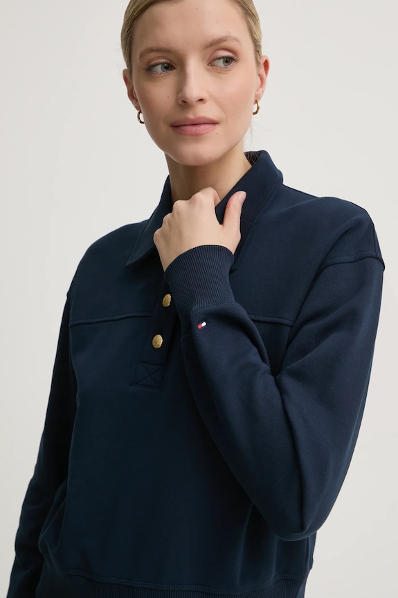 Tommy Hilfiger pamut melegítőfelső sötétkék WW0WW44081