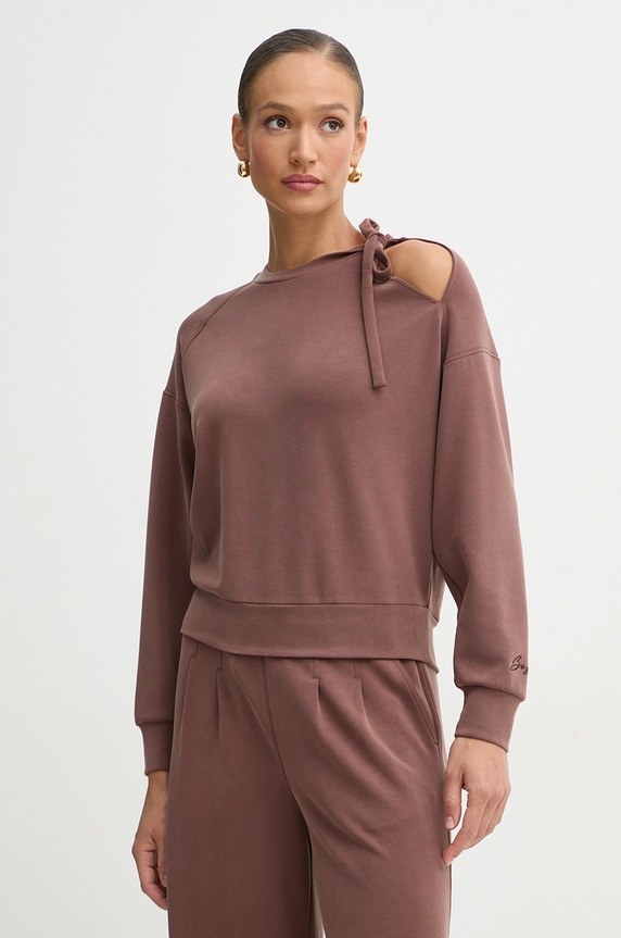 BOSS Orange bluza z elastanem brązowy 50531833