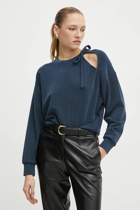 BOSS Orange bluza z elastanem niebieski 50531833