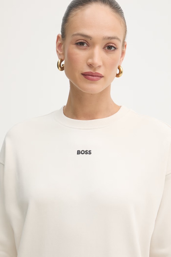 BOSS Orange bluza oversize damska bawełniana beżowy 50534821