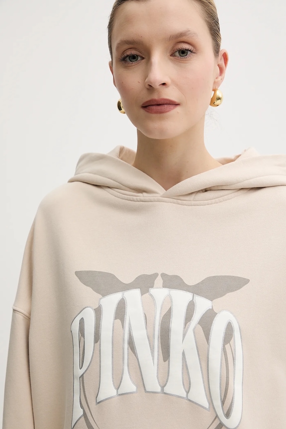 Bavlněná mikina Pinko béžová 104623.A2CU