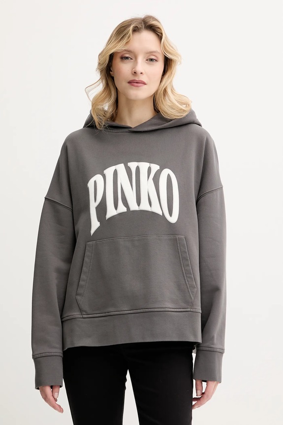 Bombažen pulover Pinko Brez kapuce siva 104623.A2CU