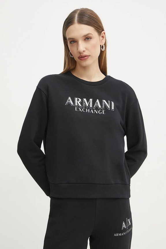 Armani Exchange felpa in cotone applique nero XW000159.AF11851
