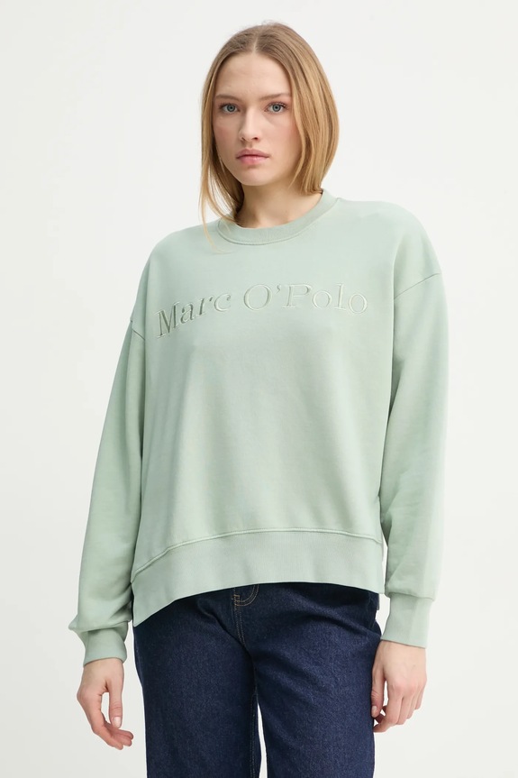 Marc O'Polo bluza bawełniana aplikacja zielony 502407354033