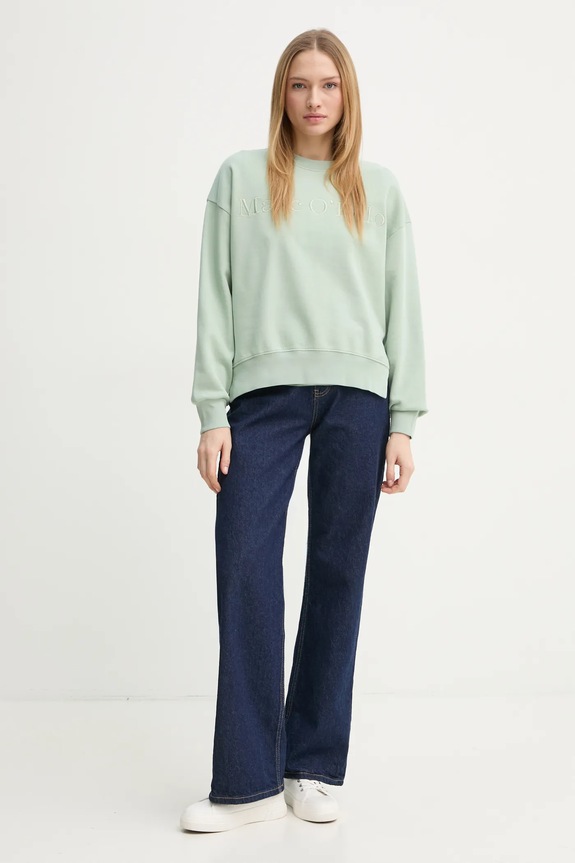 Marc O'Polo bluza bawełniana 502407354033 zielony SS25