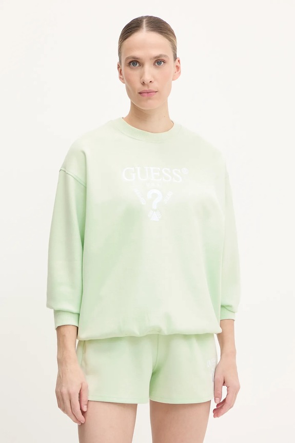 Pulover Guess ROBERTA Našitek zelena V5RQ12.KC3D2