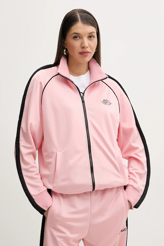 Fiorucci felpa Puffy Piping Angel Track Sweatshirt applique rosa U02SPSZI270PL01PN02