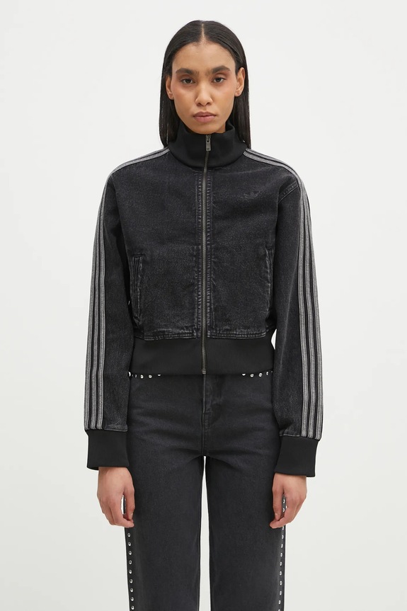 Bunda adidas Originals Adicolor Denim Tracktop nezateplené černá JD3110