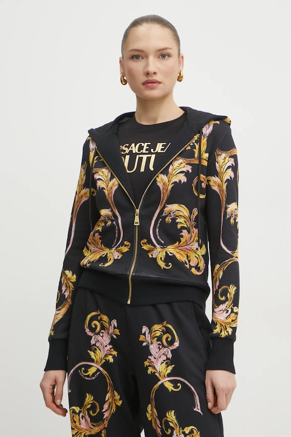 Bavlněná mikina Versace Jeans Couture s kapucí černá 78HAI3P6.FS192