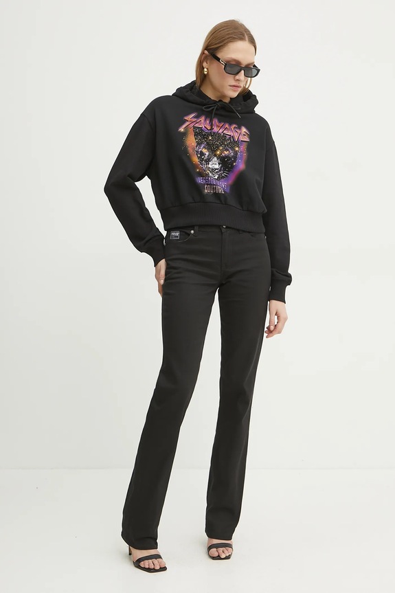 Pamučna dukserica Versace Jeans Couture 78HAIC04.CF00C crna SS25