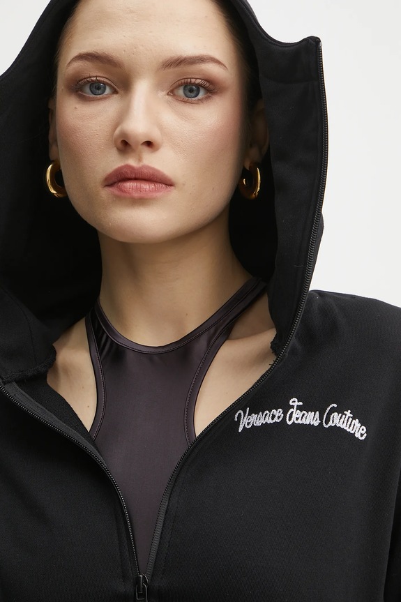 Βαμβακερή μπλούζα Versace Jeans Couture 78HAIC08.CF00C μαύρο