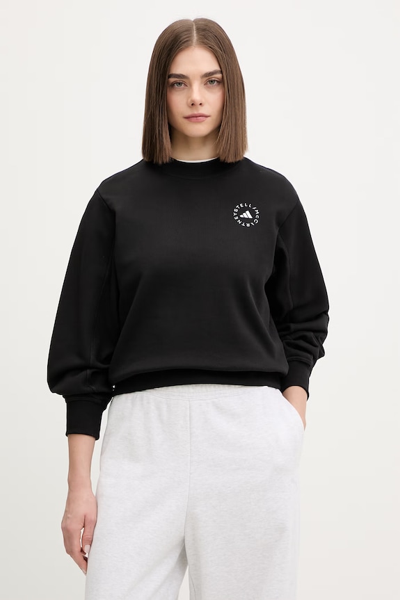 Bavlnená mikina adidas by Stella McCartney potlač čierna JJ0150