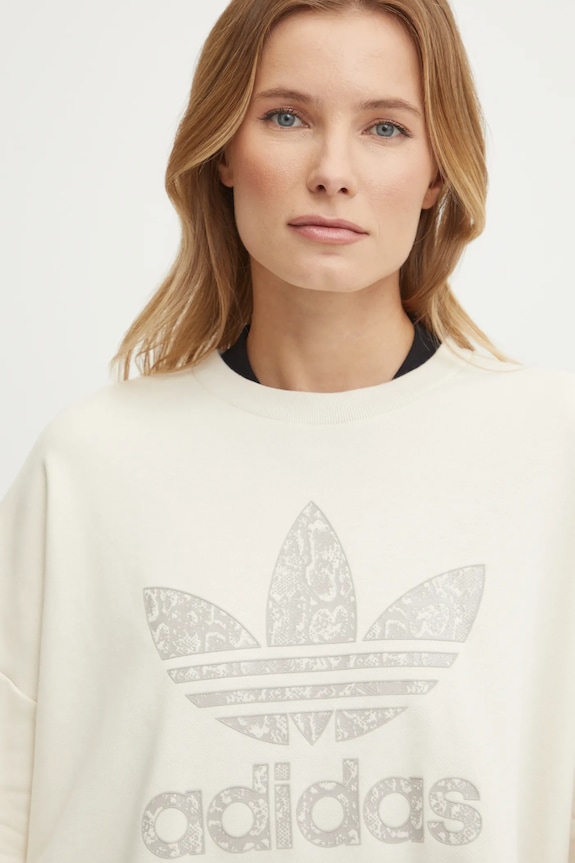 adidas Originals hanorac de bumbac SNAKE CREW JC8329 bej