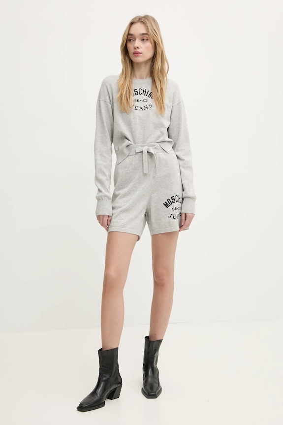 Bavlnený sveter Moschino Jeans 0907.3201 sivá SS25