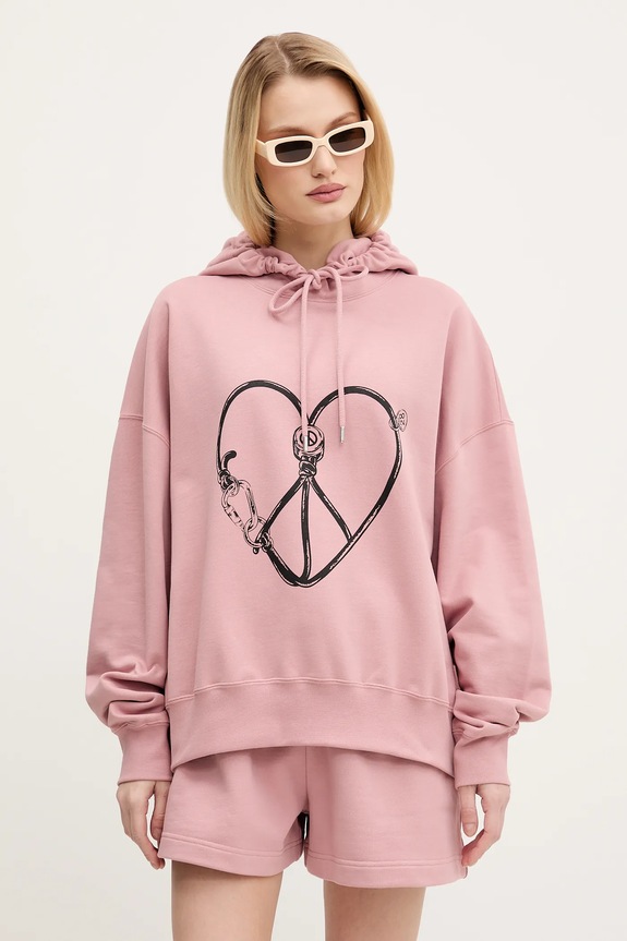 Moschino Jeans felpa in cotone con rosa 1708.3228