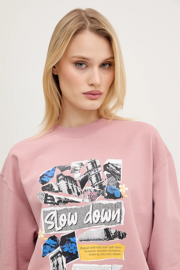 Moschino Jeans felpa in cotone rosa 1706.3228