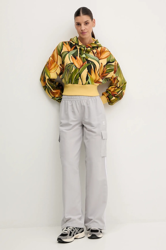 Bombažen pulover adidas x Farm Rio JD6282 rumena SS25