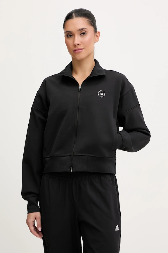 Tepláková mikina adidas by Stella McCartney bez kapucne čierna JJ0084