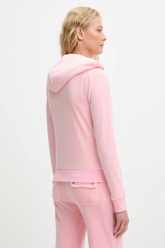 Odzież Juicy Couture bluza rozpinana z kapturem damska bawełniana ROBERTSON CLASS JCAP176 różowy