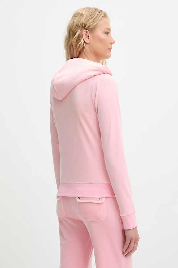 Odzież Juicy Couture bluza rozpinana z kapturem damska bawełniana ROBERTSON CLASS JCAP176 różowy