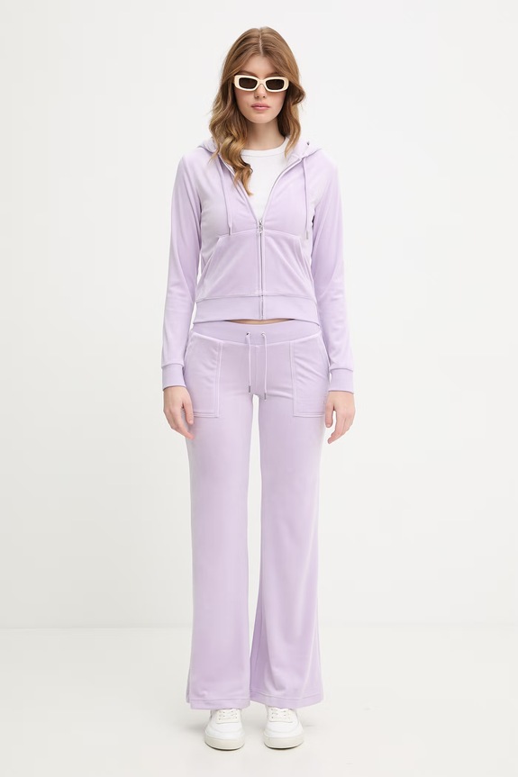 Juicy Couture mikina na zips s kapucňou dámska bavlnená ROBERTSON CLASS JCAP176 fialová SS26