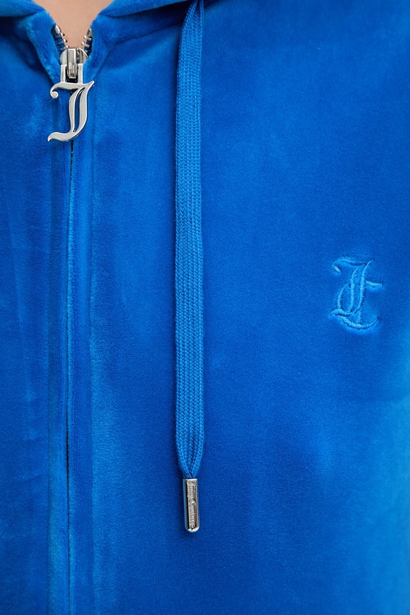 Juicy Couture ženska pamučna dukserica s kapuljačom na zakopčavanje ROBERTSON CLASS JCAP176 plava