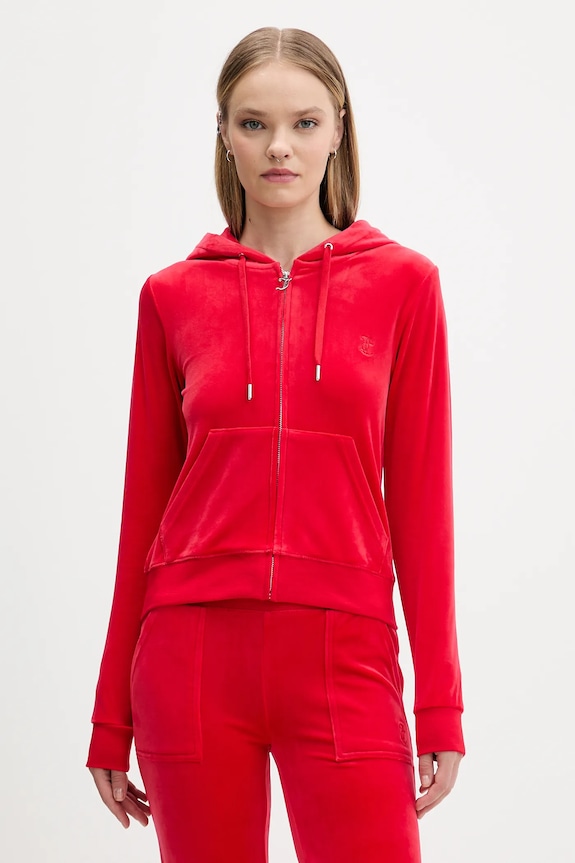 Juicy Couture μπλούζα με κουκούλα και κουμπιά Γυναικεία βαμβακερή ROBERTSON CLASS κόκκινο JCAP176