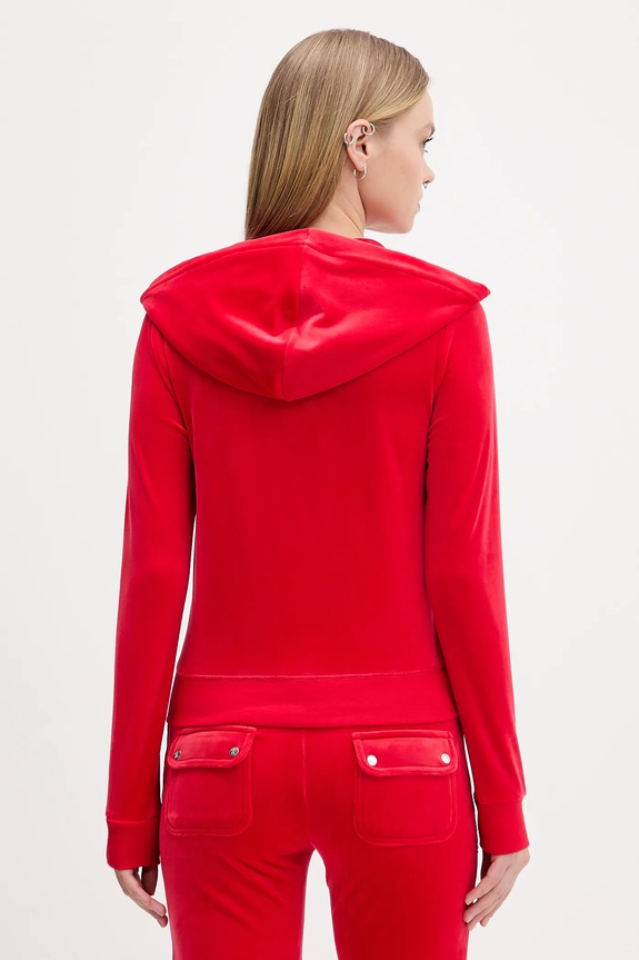 Ρούχα Juicy Couture μπλούζα με κουκούλα και κουμπιά Γυναικεία βαμβακερή ROBERTSON CLASS JCAP176 κόκκινο