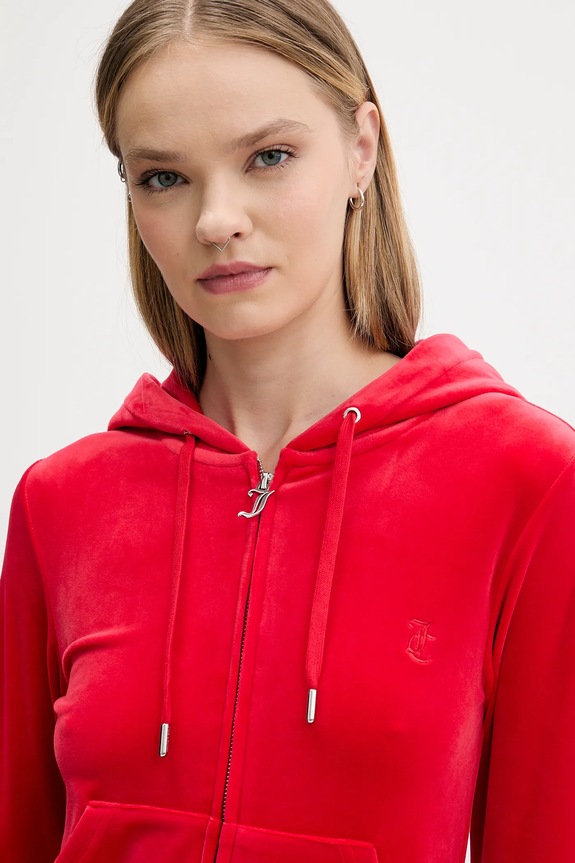 Juicy Couture μπλούζα με κουκούλα και κουμπιά Γυναικεία βαμβακερή ROBERTSON CLASS κόκκινο JCAP176