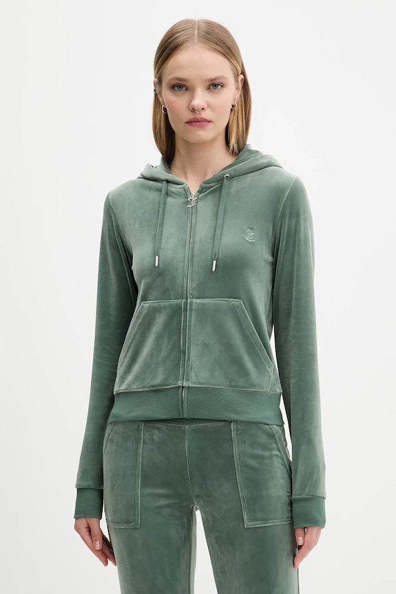 Juicy Couture μπλούζα με κουκούλα και κουμπιά Γυναικεία βαμβακερή ROBERTSON CLASS πράσινο JCAP176