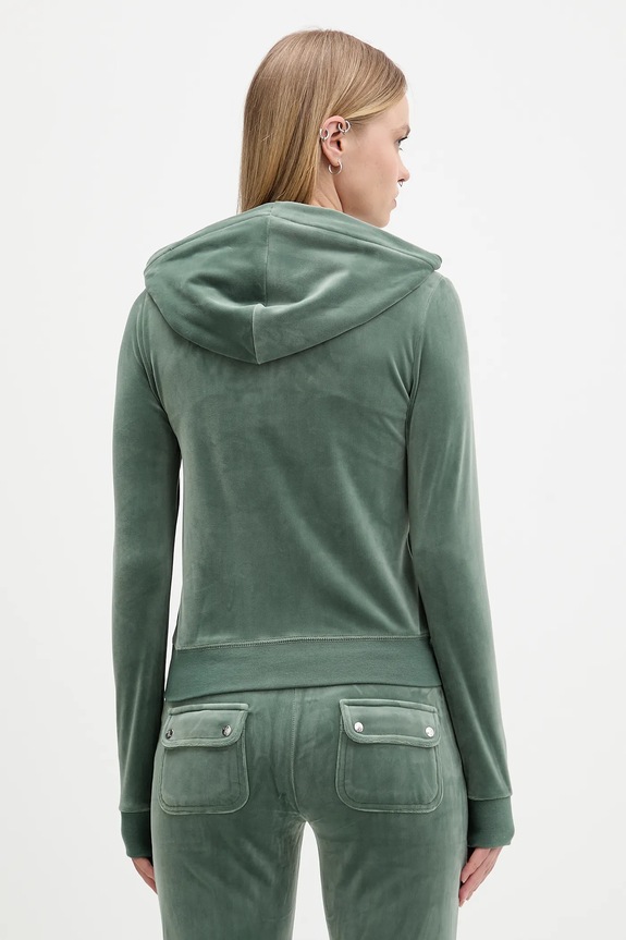 Ρούχα Juicy Couture μπλούζα με κουκούλα και κουμπιά Γυναικεία βαμβακερή ROBERTSON CLASS JCAP176 πράσινο