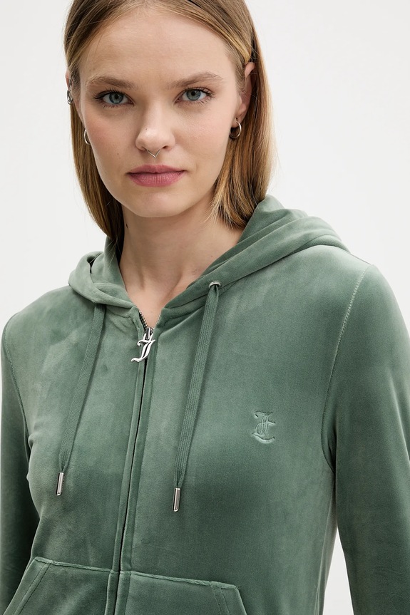 Juicy Couture μπλούζα με κουκούλα και κουμπιά Γυναικεία βαμβακερή ROBERTSON CLASS πράσινο JCAP176
