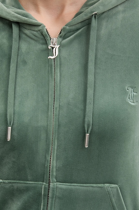 Juicy Couture μπλούζα με κουκούλα και κουμπιά Γυναικεία βαμβακερή ROBERTSON CLASS JCAP176 πράσινο