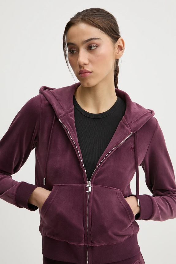 Juicy Couture bluza z kapturem bordowy JCAP176EU