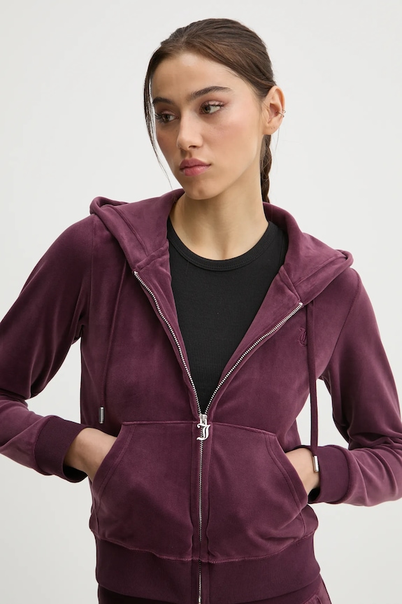 Juicy Couture bluza z kapturem bordowy JCAP176EU